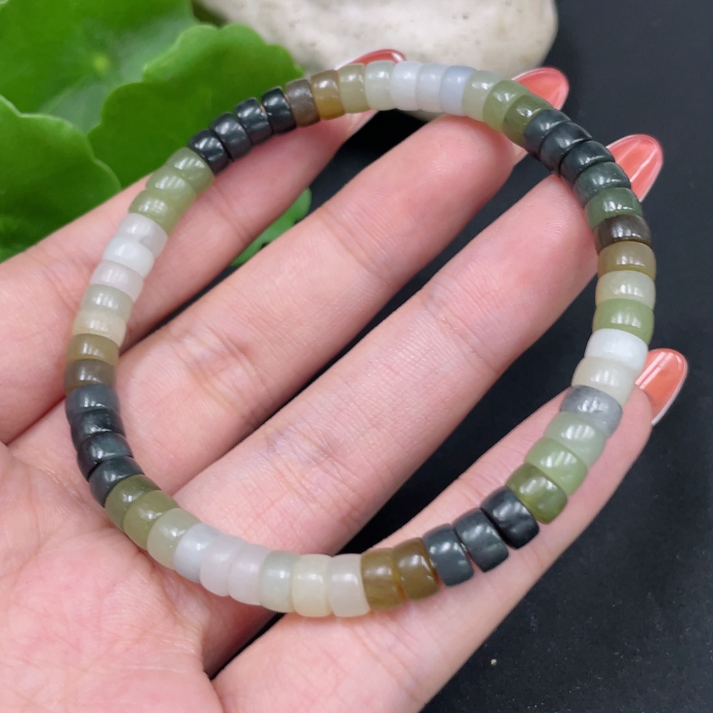 H34017132 Hetian Jade Bracelet Approx.5.8mm Total Weight Approx.14.1g