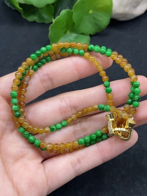 F32729653 Jadeite Bead Necklace Approx. 3.5mm Total Weight About 15.68g Color Origin Undetermined Non-Gold Inlaid