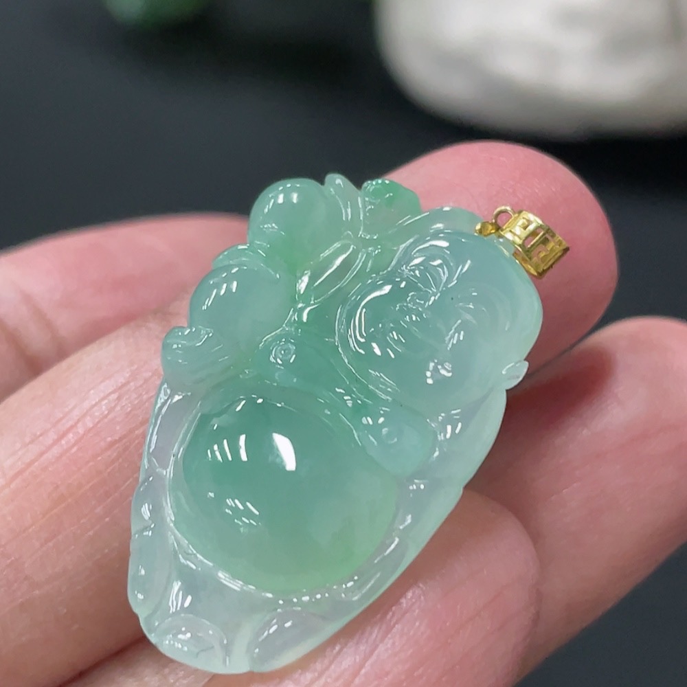 F34978857 Jadeite Pendant Buddha 18k Total Weight Approx. 4.7g