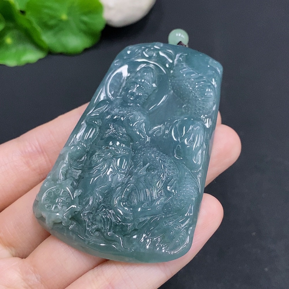 F30489516 JadeiteDragon Soaring Across the Seas Pendant