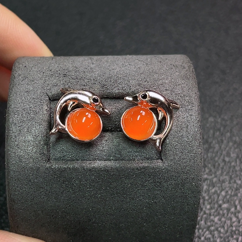 C34039467 South Red Agate Earrings Non-Gold Total Weight Approx. 2.45g Size About 6.2mm