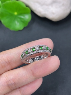 F41934621 翡翠蛋面镶嵌戒指 非金镶 14圈口 货品总重约5.4g