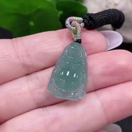 F33873748 Jadeite Standing Buddha Pendant Total Weight Approx. 4.4g (Including Rope Weight)