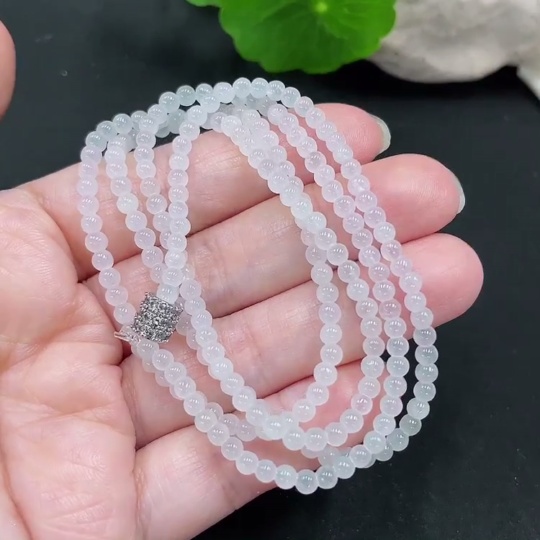 F30453565 Jadeite Bead Necklace approx. 3.5mm total weight approx. 13.77g non-gold inlaid