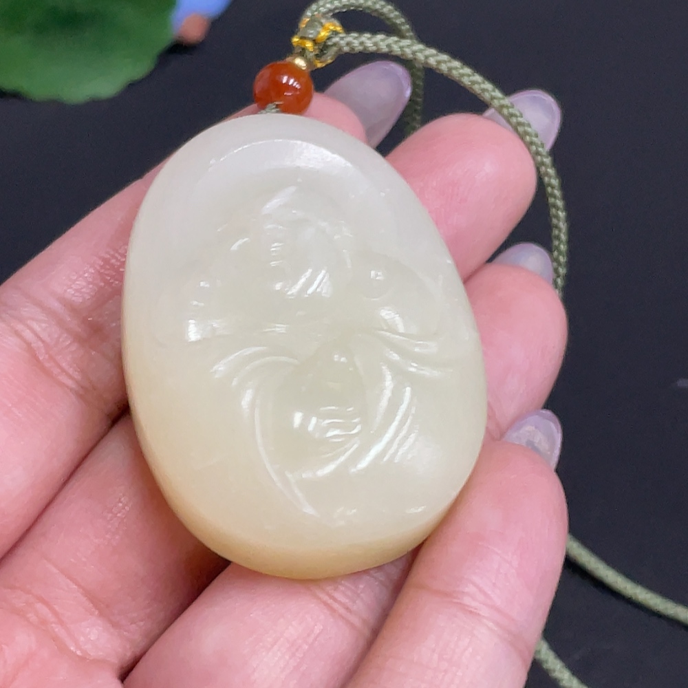H33930748 Hetian Jade Pendant Buddha Total Weight [with rope] 46.5g