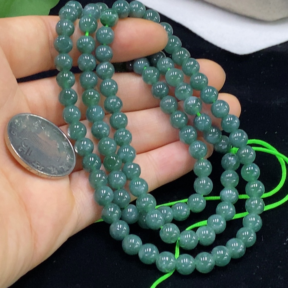 F33861558 Jadeite Beaded Necklace Approx. 6.2mm Beads Total Weight Approx. 44.62g