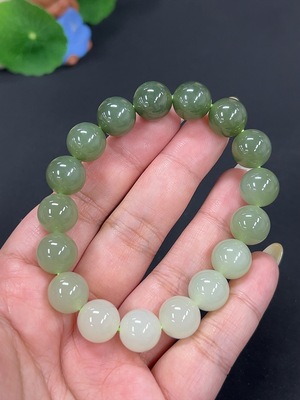 H41947150 和田玉手串 卡11.7mm左右 货品总重约45.9g
