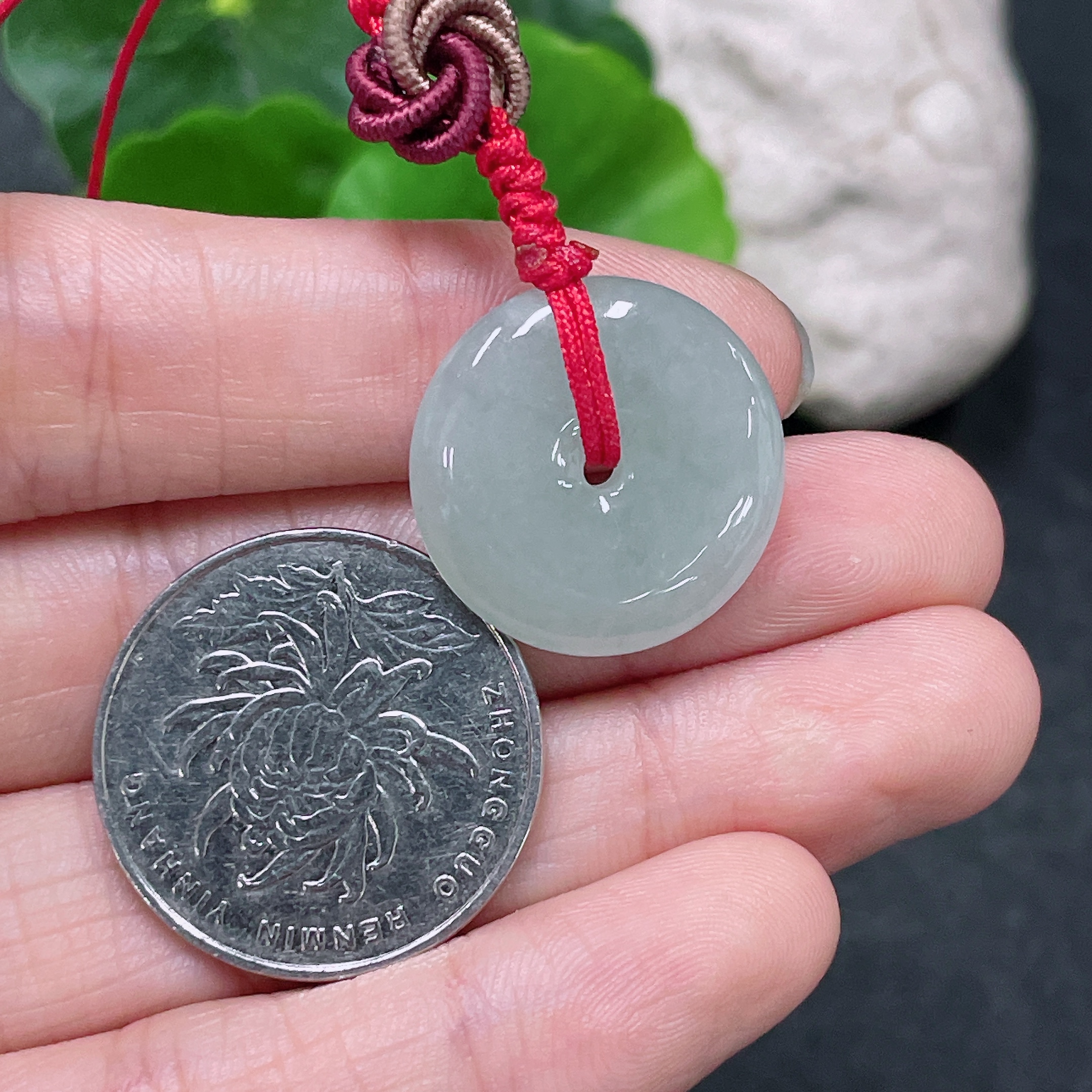 F32779203 Jadeite Pendant Peace Knot with Cord Total Weight Approx. 4.8g