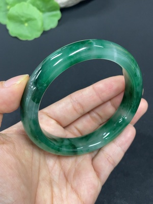 H42953750 非洲翠（独龙玉）正圈手镯    圈口59.5    货品总重约54.4g