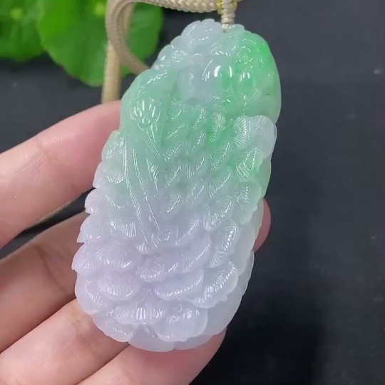 F33829846 Jadeite Peacock Pendant