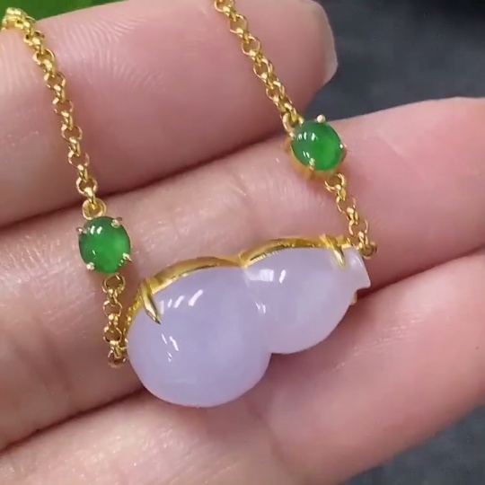 F34998533 Jadeite Inlaid Gourd Bracelet 18k Total Weight Approx. 3.84g