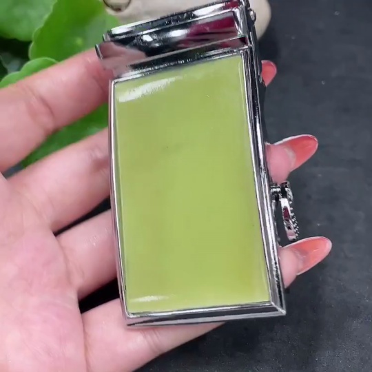 H34961232 Hetian Jade Inlaid Belt Buckle Non-Gold Total Weight Approx. 104.9g