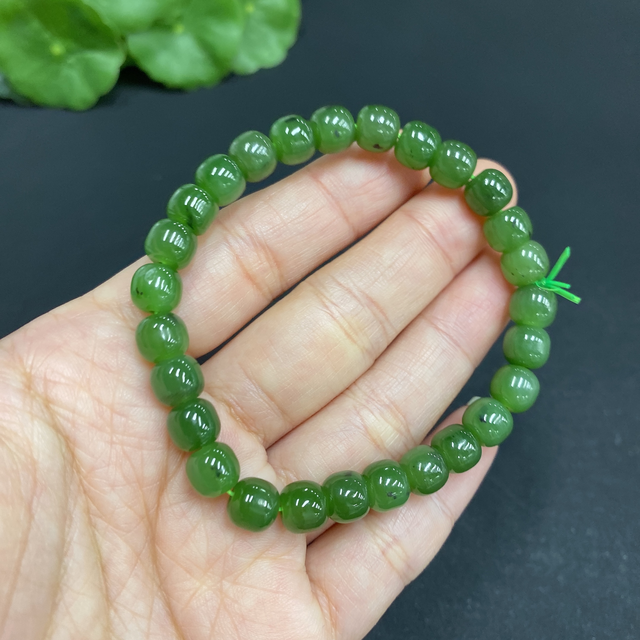 H34014985 Hetian Jade Jasper Bracelet approx. 6.8mm total weight about 16g