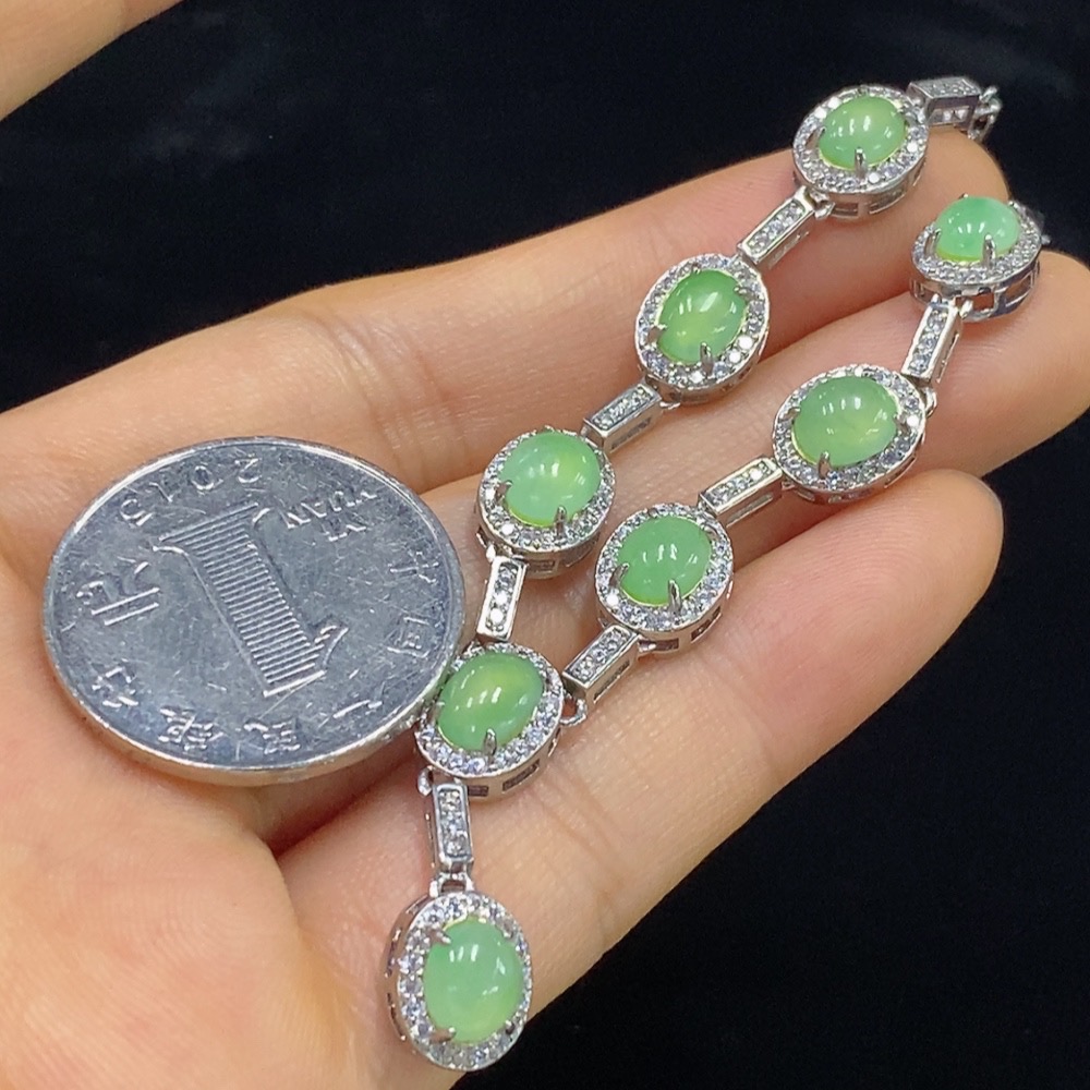 F34975175 Jadeite Inlaid Necklace Non-Gold Total Weight Approx. 10.61g