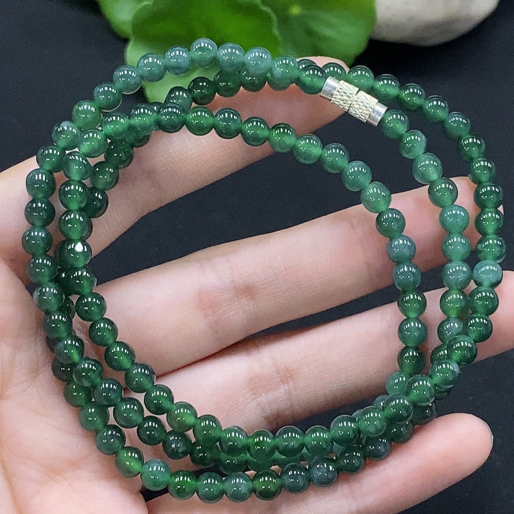 F34996581 Jadeite Bead Necklace Approx. 5.1mm Total Weight Approx. 25.57g