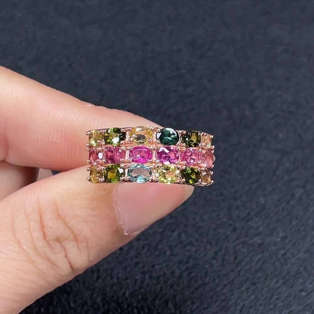 C34990420 Tourmaline Ring Non-Gold Adjustable Shank Total Weight Approx.3.66g Stone Size Approx.3.2*2.3mm