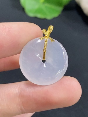 F46548197 翡翠平安扣挂件 18k 配镶钻石 货品总重约3.55g