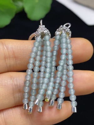 F34074825 Jadeite inlaid earrings non-gold total product weight about 7.79g