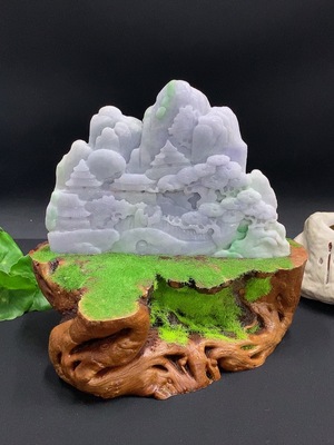 F35125229 Jadeite Landscape Ornament Total Weight Approx. 664.9g (including other mineral components)