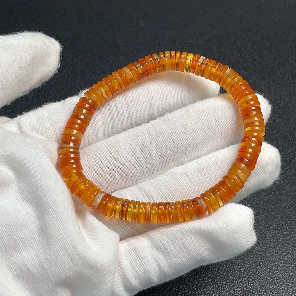 C32814901 Amber Honey Bead Bracelet, Total Weight Approx. 6.98g, Size 7mm