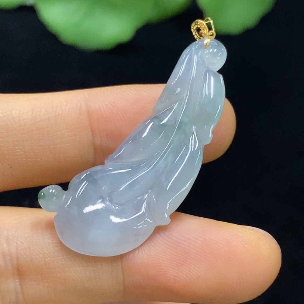 F34074713 Jadeite Leaf Pendant 18k Total Weight Approx.4.33g