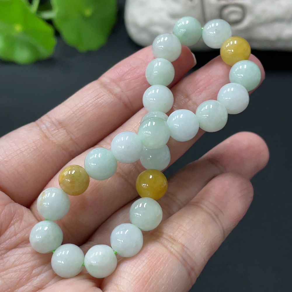 F33837853 Jadeite Bracelet Approx 7.6mm Beads Total Weight 16.9g Color Origin Undetermined