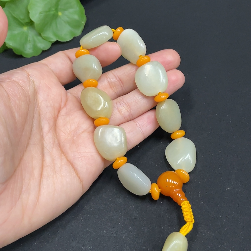 H34072194 Hetian Jade Beads Bracelet, Total Weight Approx. 50.1g, Accessories Not Hetian Jade