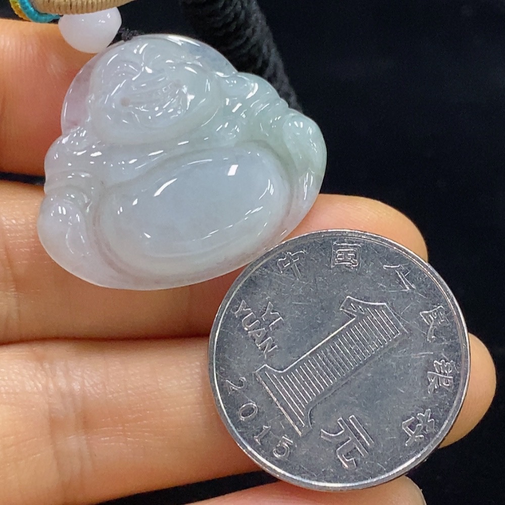 F34025205 Jadeite Buddha Pendant Total Weight Approx. 8.25g (Including Rope Weight) With Non-Grade A Beads