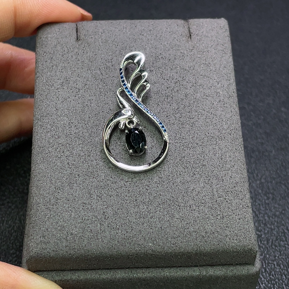 C31618897 Sapphire Pendant with Non-Natural Accent Stones, Non-Gold, Total Weight Approx. 3.28g