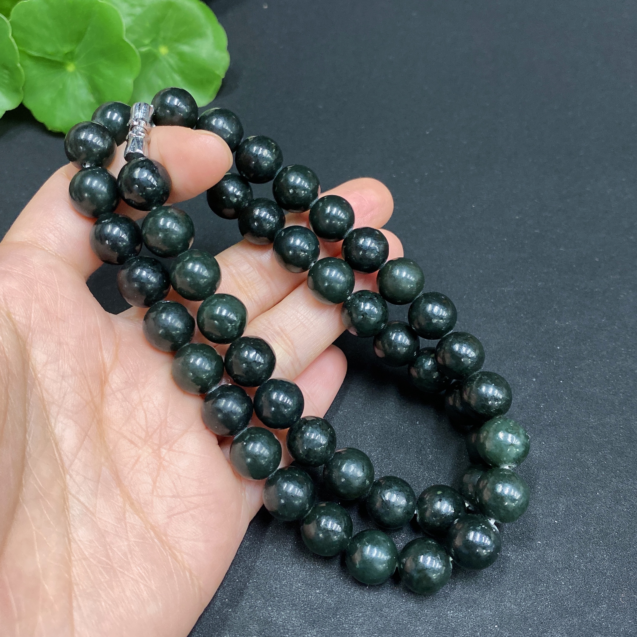 H32704313 Hetian Jade Bead Necklace, Approx. 9.6mm, Total Weight About 73.5g
