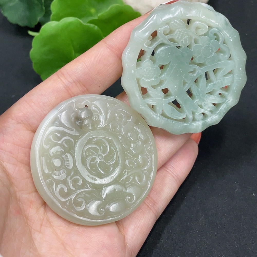 H35085688 Hetian Jade Pendant Antique Plaque Containing Other Mineral Components Total Weight Approx. 60.4g
