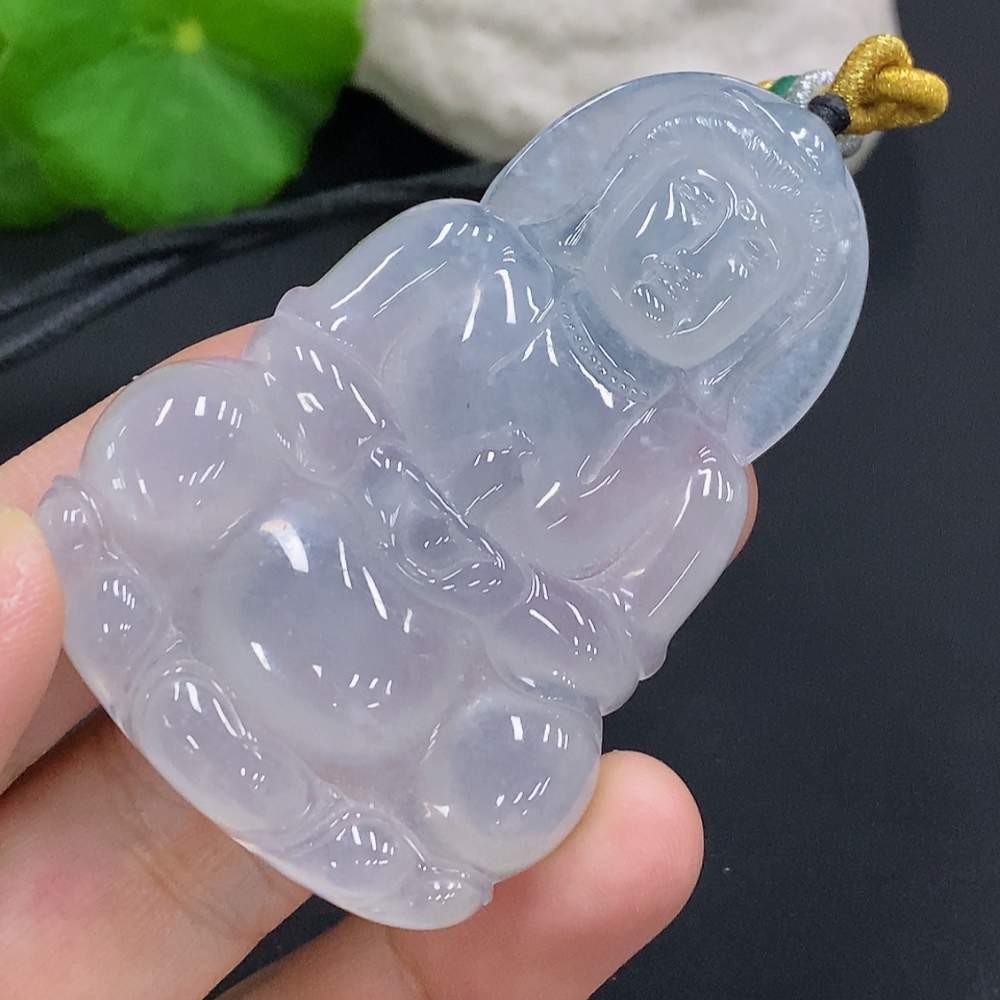 F28232252 Jadeite Guanyin Pendant (Total Weight with Rope: Approx. 31g)