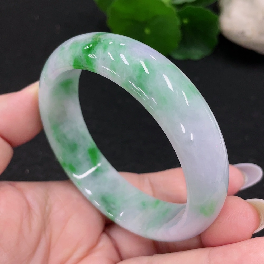 F33872969 Jadeite Round Bangle Size 56.7 Total Weight Approx. 60.8g (with Other Mineral Components) (Cracked)