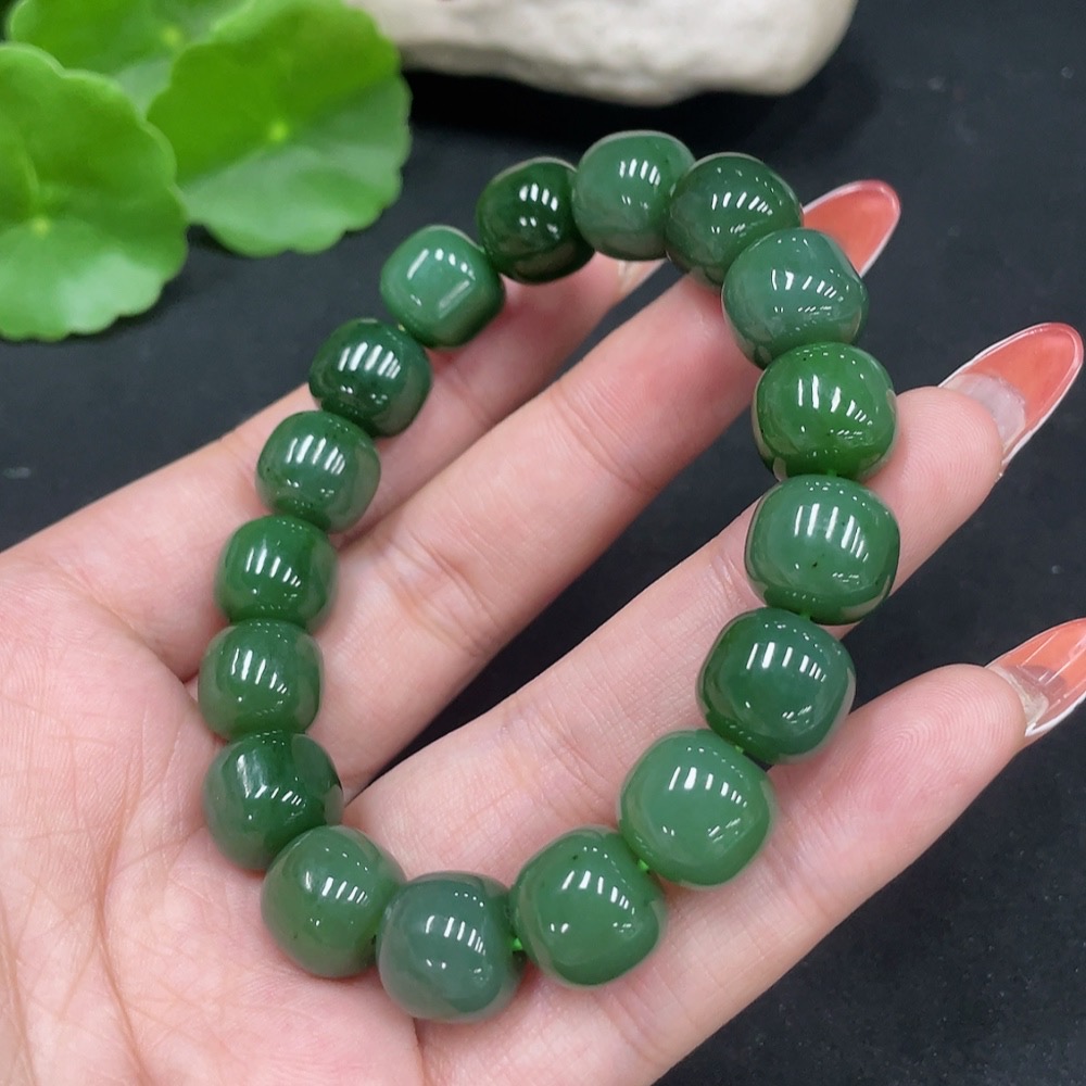 H34053286 Hetian Jade Jasper Bracelet Approx.11.5mm Total Weight Approx.48.5g