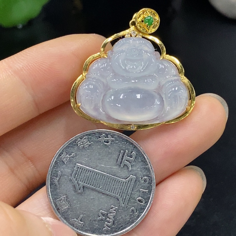 F29362118 JadeiteBuddha Pendant with 18K Gold Setting, Total Weight Approximately 5.62g