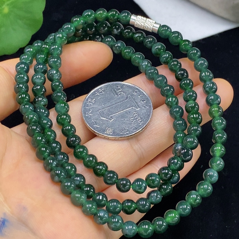 F35094630 Jadeite Bead Necklace approx. 4.8mm Non-Gold Total Weight approx. 27.79g