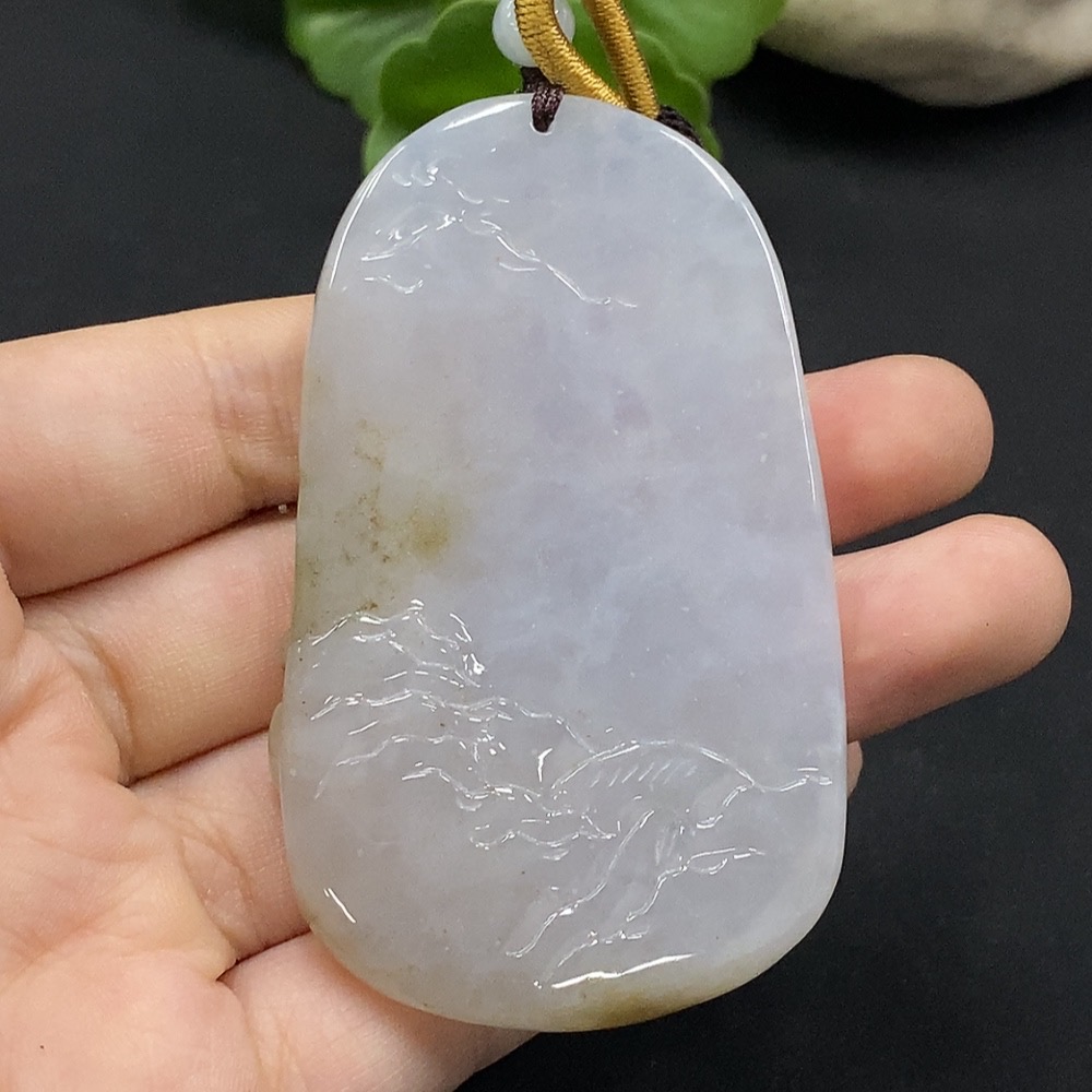 F35115097 Jadeite Landscape Guanyin Pendant, Total Weight Approx. 48.38g