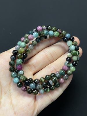 C46536067 碧玺珠链 含其他矿物成分 可见有机物 货品总重约21.06g 卡5.1mm左右