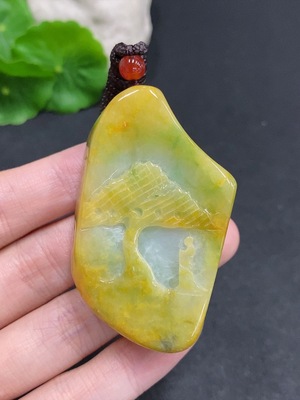 F34061636 Jadeite Hanging Ornament of Meeting Friends under a Pine Tree