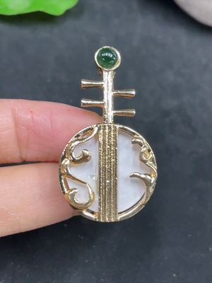 F30499668 Jadeite Inlaid Brooch Non-Gold Inlaid
