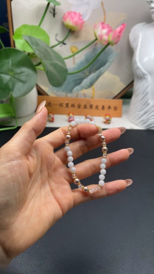 F29336414 Jadeite Bead Bracelet Non-Gold Inlaid Total Weight Approx. 8.4g Size About 5.7mm Non-Jadeite Beads