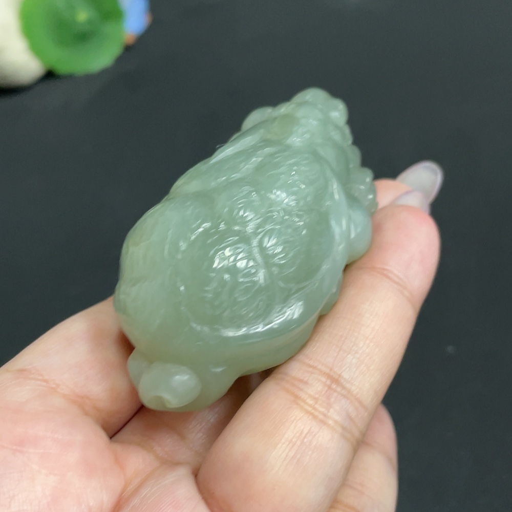 H34956902 Hetian Jade Handheld Piece, Dragon Turtle, Total Weight Approx. 107.8g