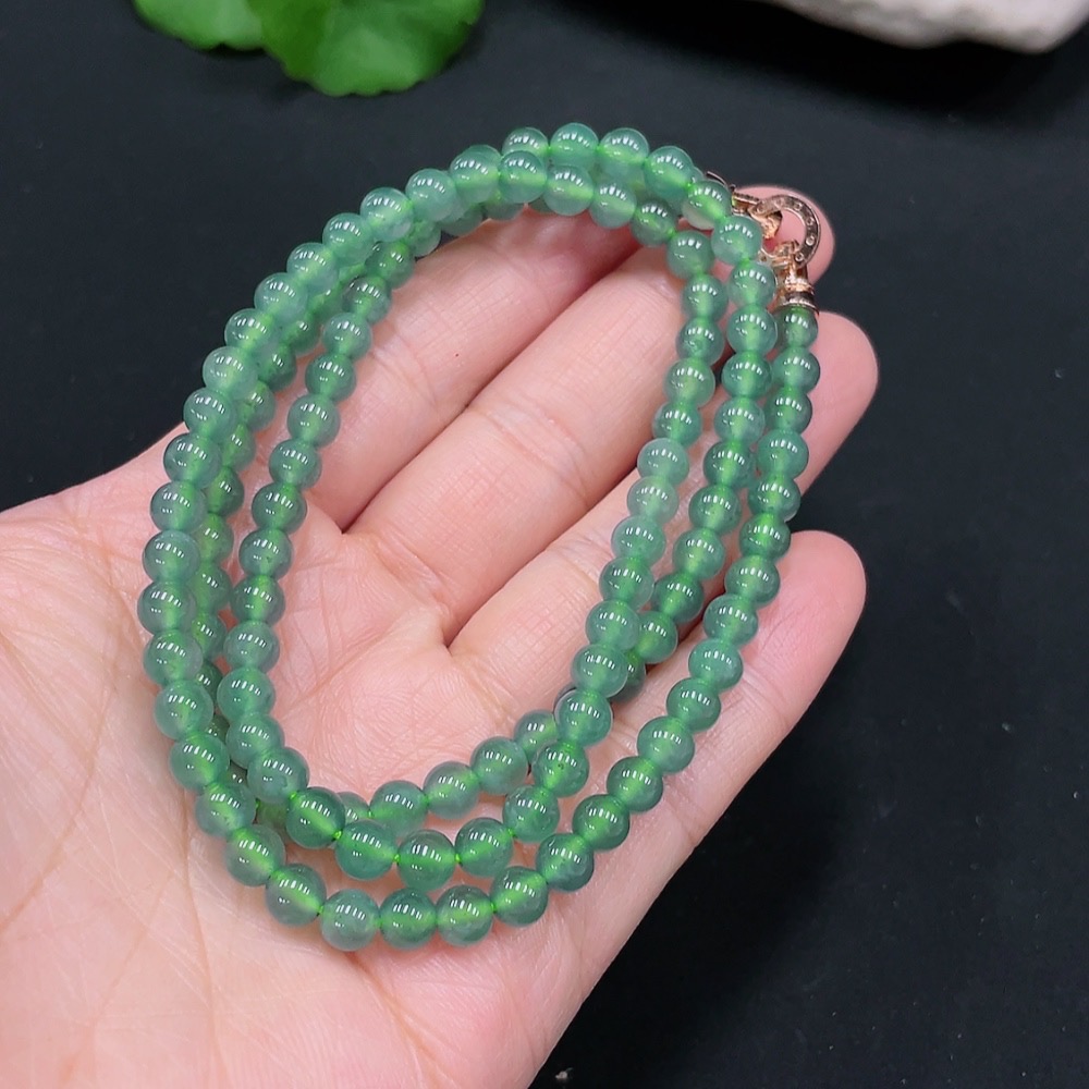 F25928483 Jadeite Bead Necklace Approx. 5.5mm Non-gold Inlaid Total Weight Approx. 32.04g