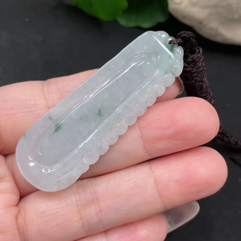 F35129099 Jadeite Bamboo Pendant Total Weight Approx.14.9g