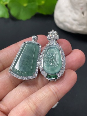 F31610109 Jadeite Inlaid Pendant Plain Pendant Ruyi Non-Gold Inlaid