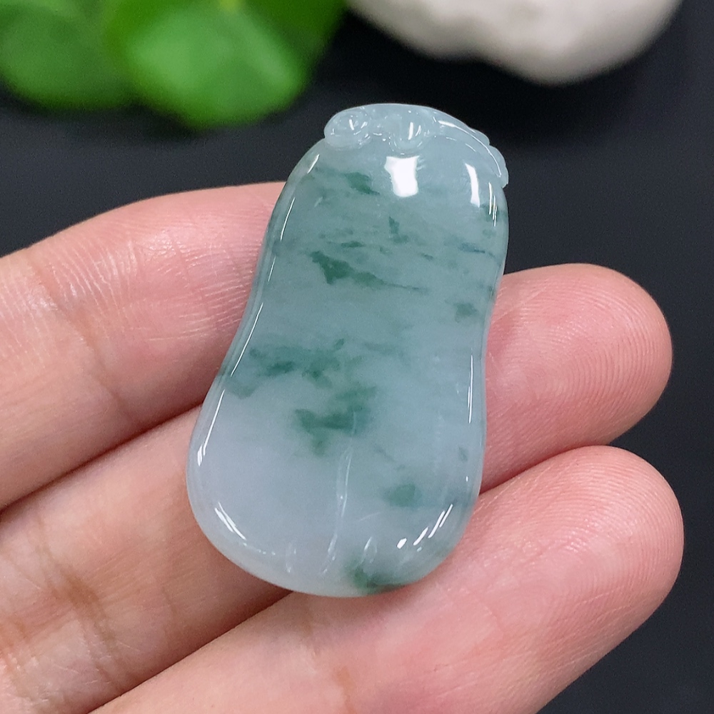 F30451049 Jadeite Fu Gua Pendant, Total Weight Approximately 7.4g
