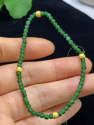 F34044450 Jadeite Bracelet approx. 2.9mm Beads Total Weight approx. 3.43g Non-Gold