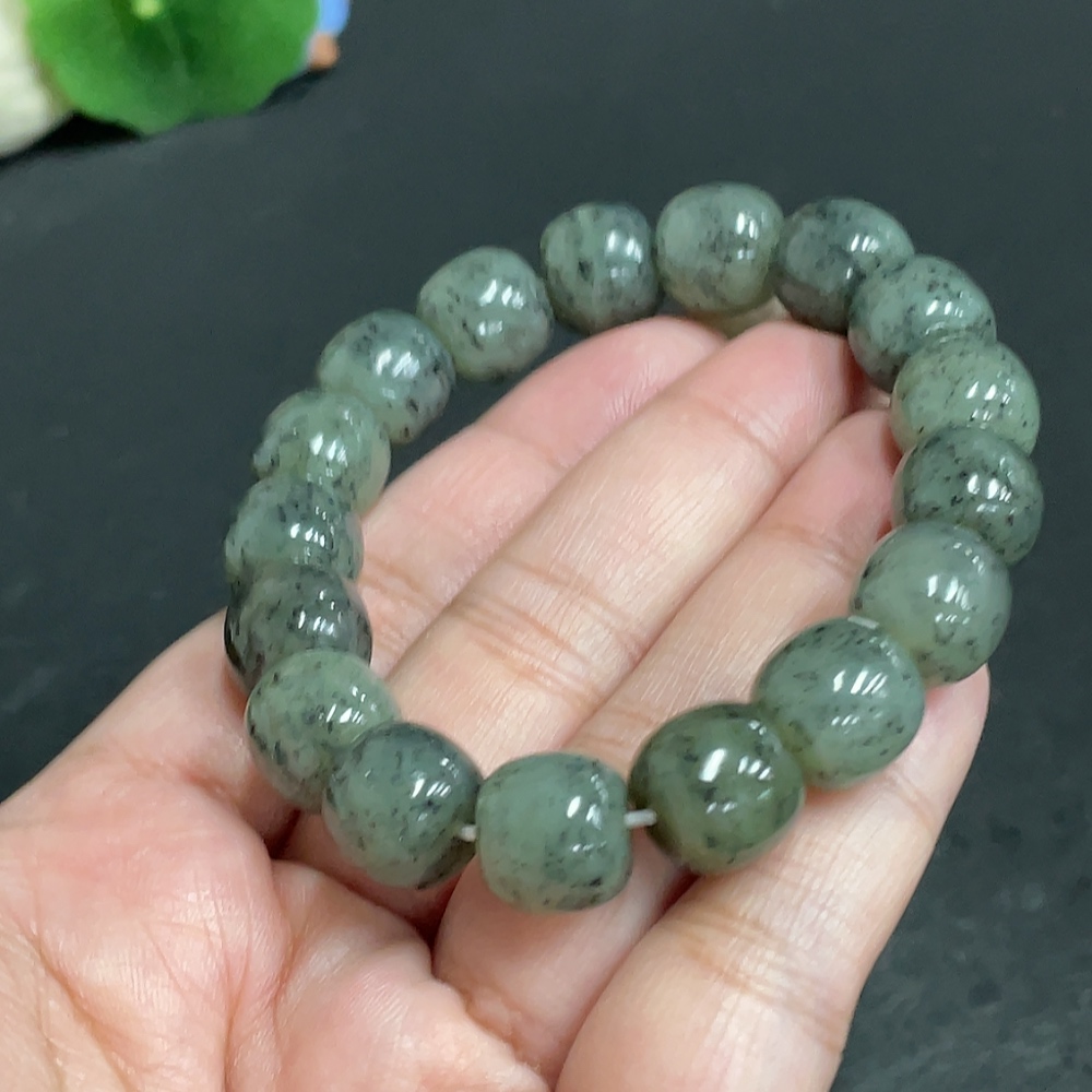 H29398609 Hetian Jade Bracelet, Approx. 11.6mm Beads, Total Weight About 49g