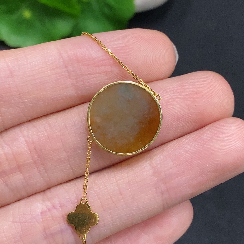 F33831634 Jadeite Plain Pendant Bracelet 18k Gold Total Weight Approx. 2.1g