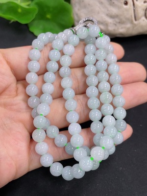 F46490446 Jadeite Bead Necklace with Other Mineral Components, Approximately 6.5mm, Non-Gold Setting, Total Weight Approximately 41.34g